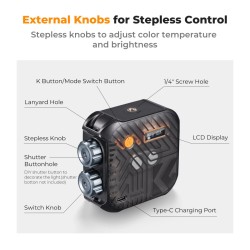 K&F Concept RGB Video Light, 360° Full Color Portable Photography Light